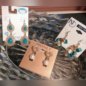 NWT - LOT Of Gold & Teal Earring Sets